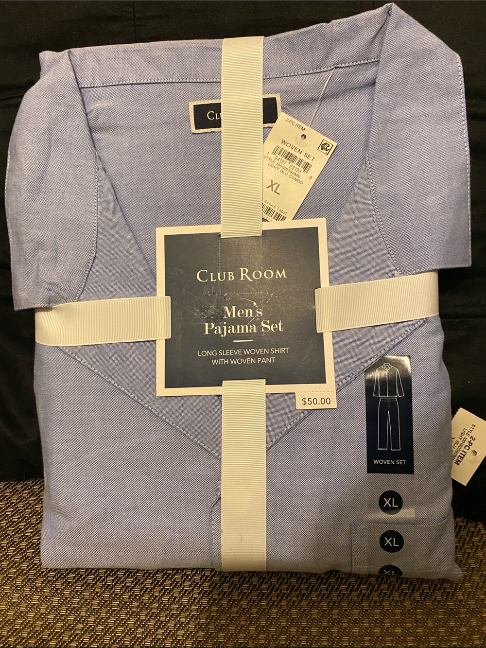 Club Room Men's Long Sleeve Woven Pajama Set Blue XL (C1)